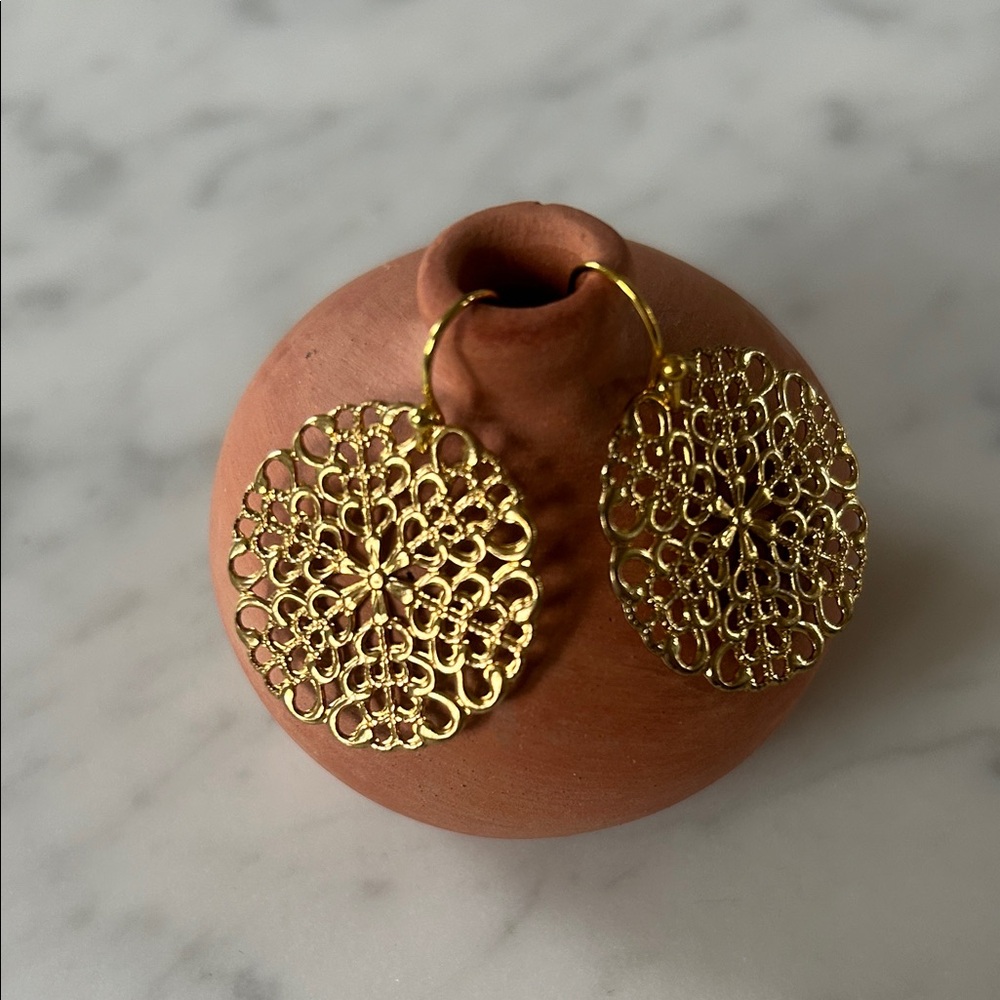 Brass stamp statement earrings